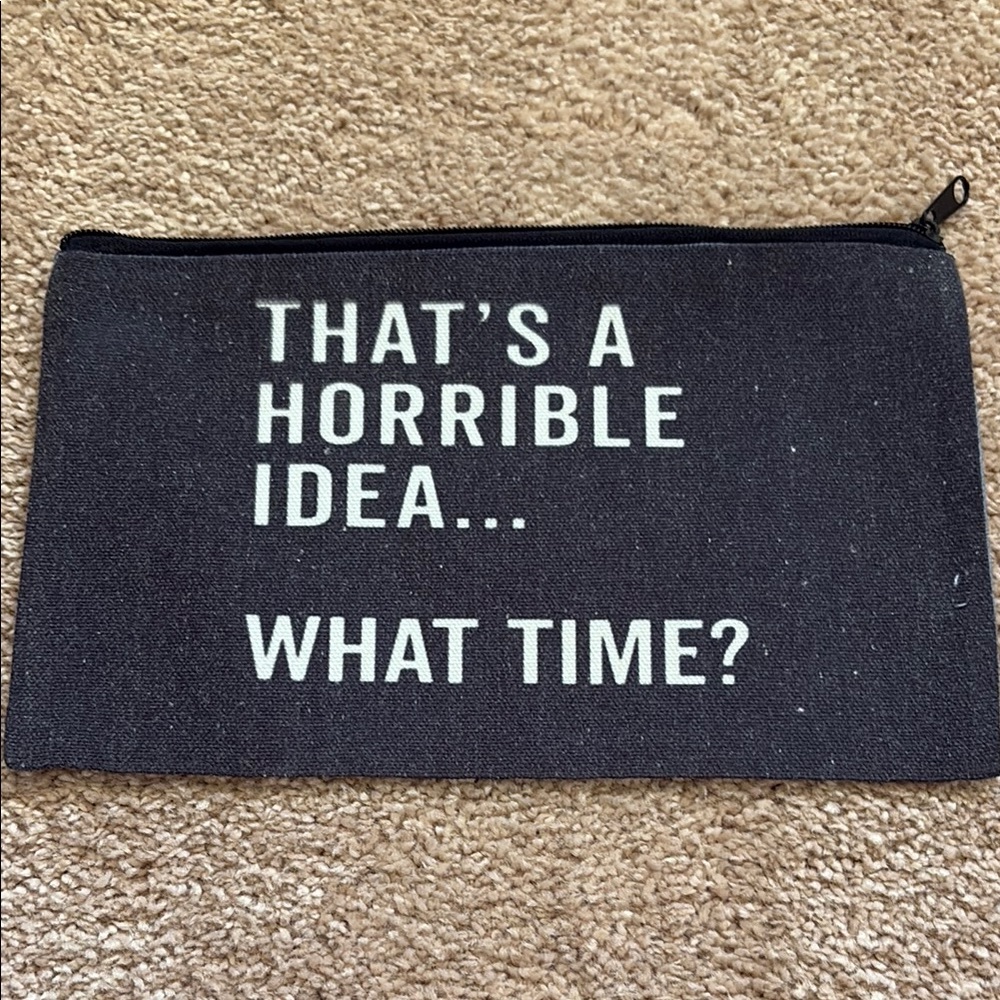 Humorous Black Pouch with White Text